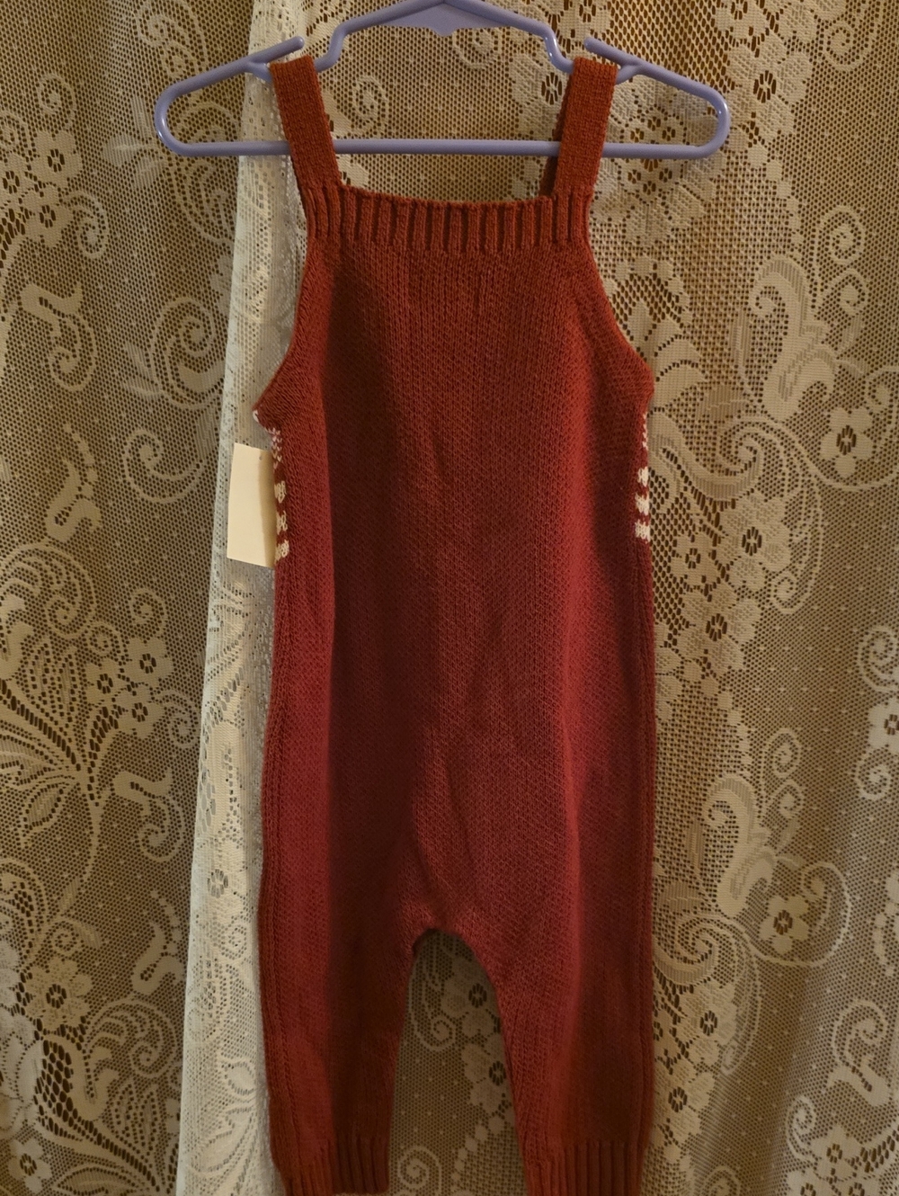 New cloud island Infant 6-9 Months Rust Brown Sweater Knit Snowflake Romper - Picture 3 of 6